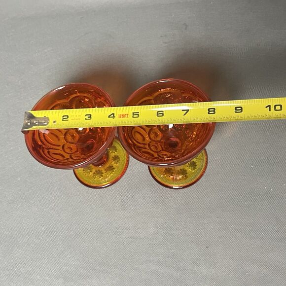 VINTAGE LE SMITH AMBERINA MOON AND STARS CORDIAL GLASSES-UV-GLOWS - Picture 6 of 13